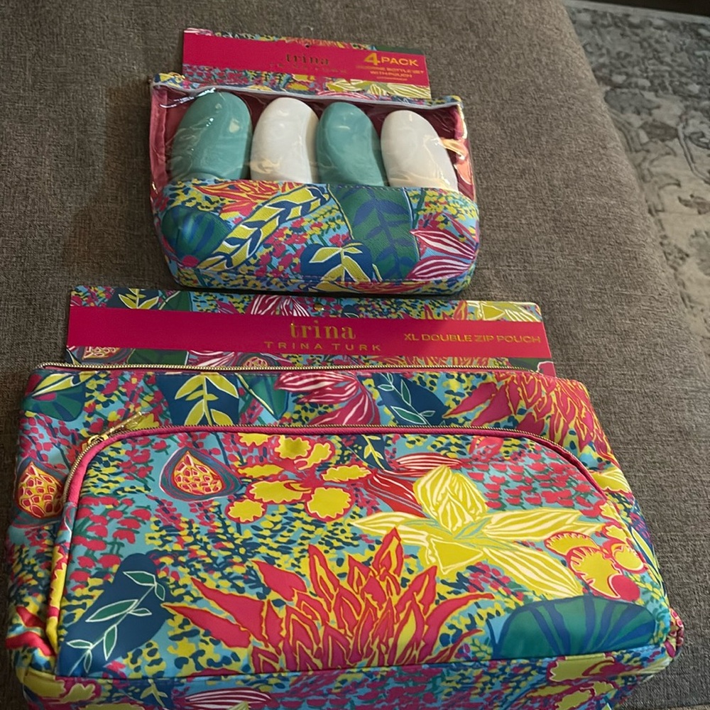 Trina Turk Double Zip Pouch and accessory set